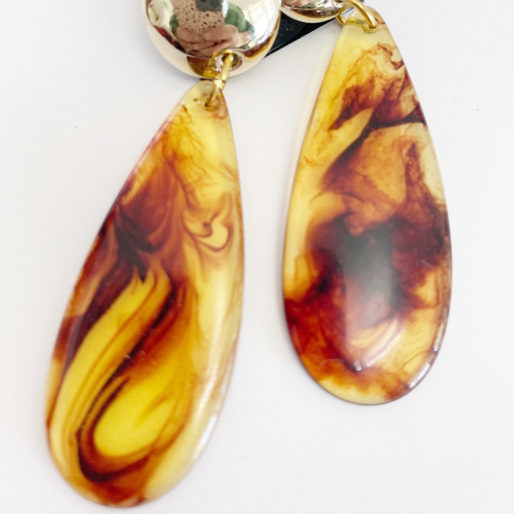 Tortoiseshell Amber Colored Plastic Dangle Earrin… - image 4